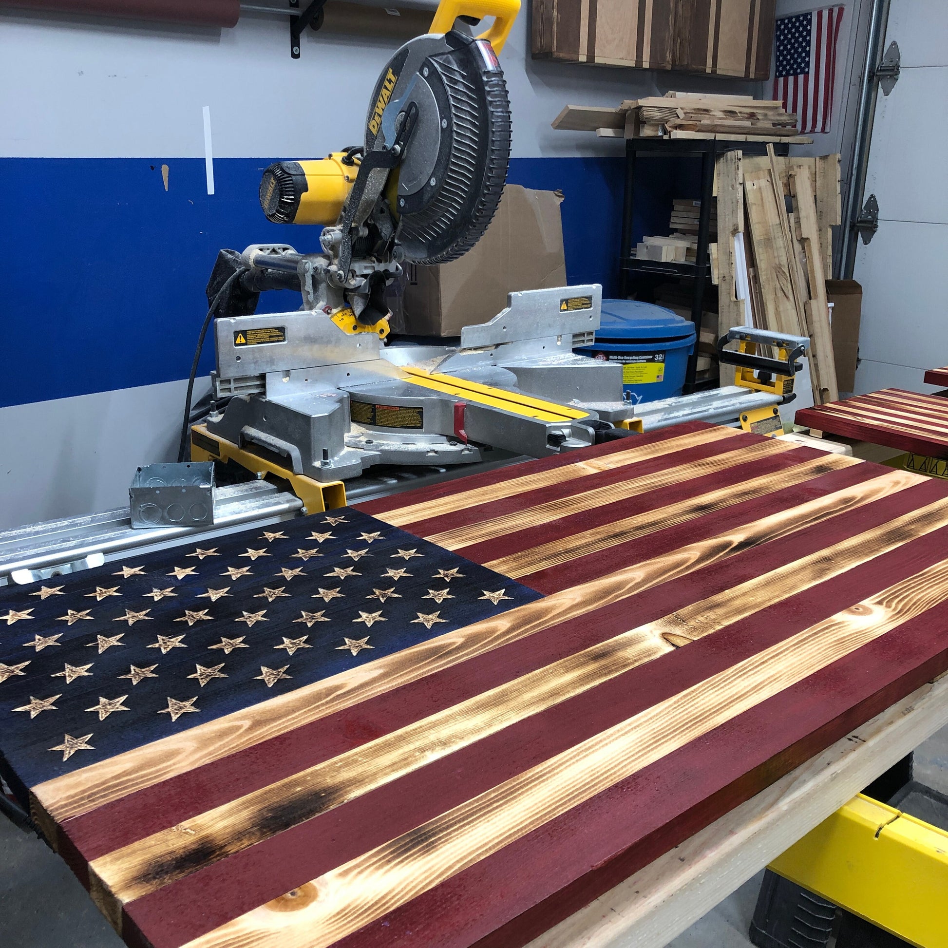 Large Wooden American Flag, USA Flag Wall Decor for Farmhouse 36’’ x 19’’