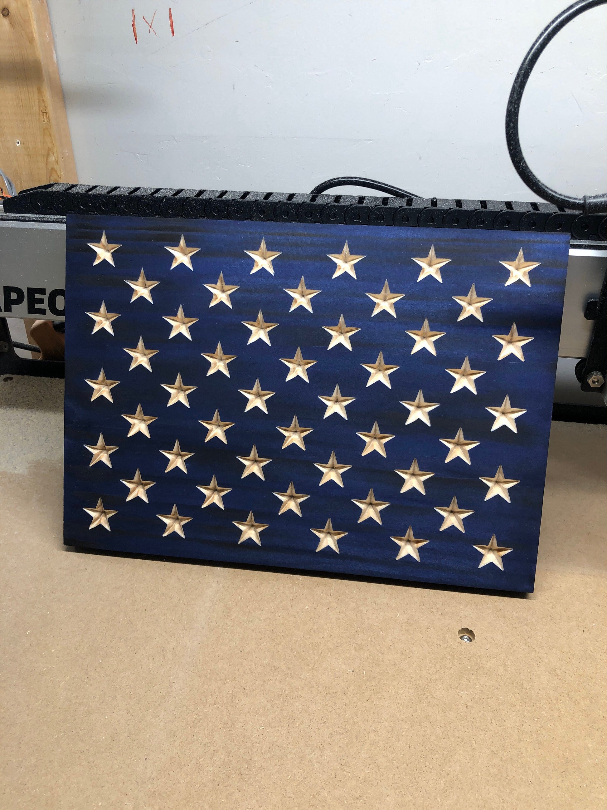 Thin Red Line Wooden Flag