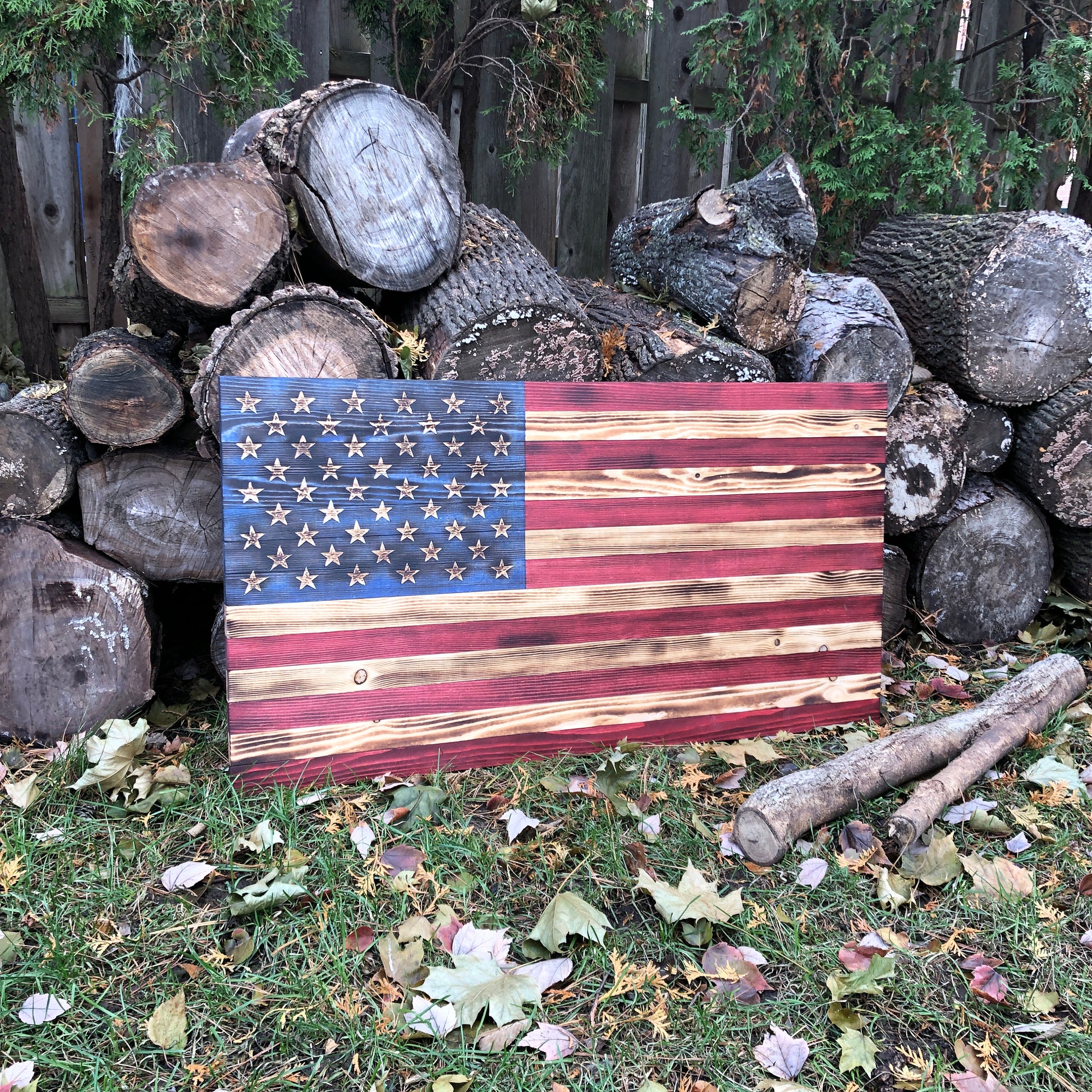 Large Wooden American Flag, USA Flag Wall Decor for Farmhouse 36’’ x 19’’