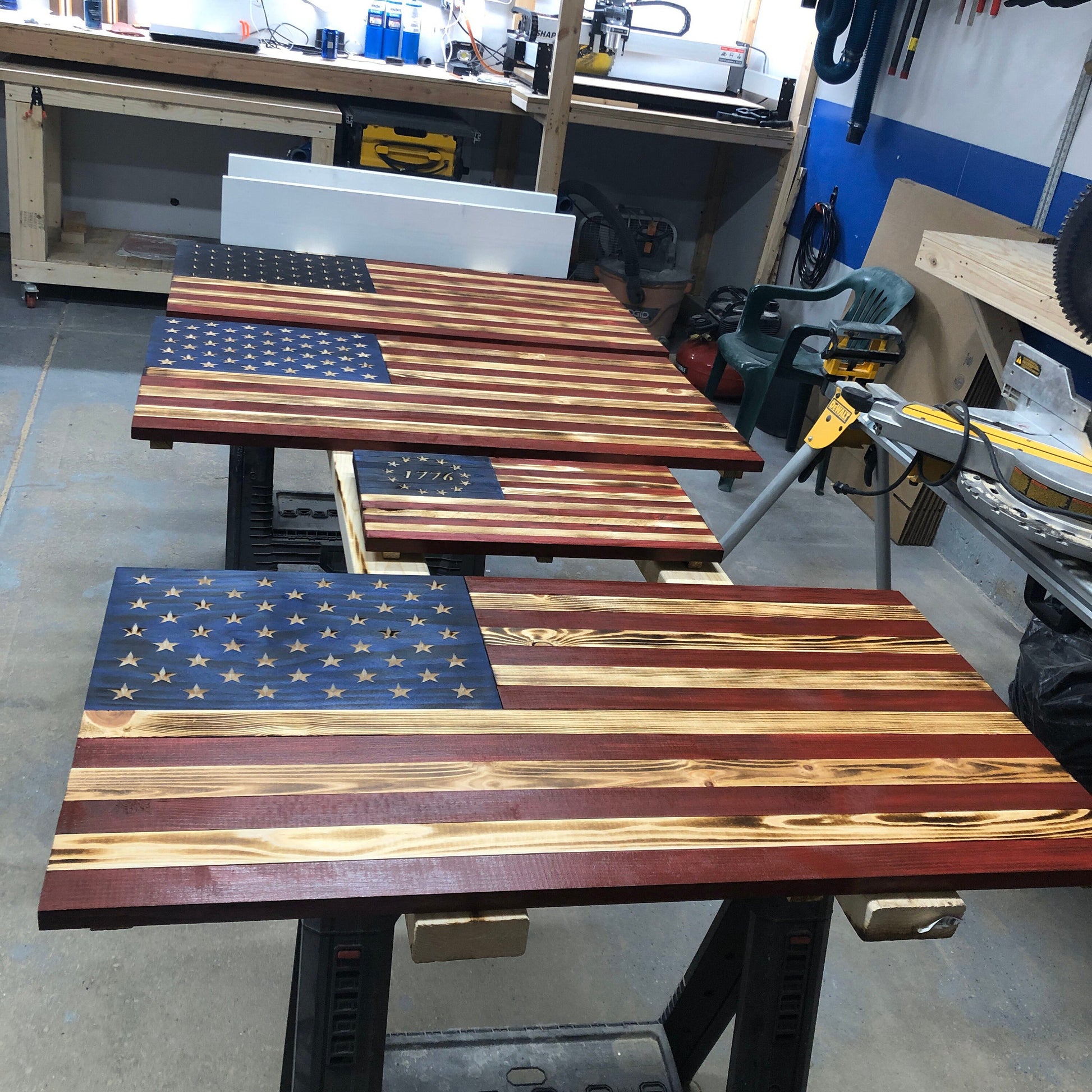 Large Wooden American Flag, USA Flag Wall Decor for Farmhouse 36’’ x 19’’