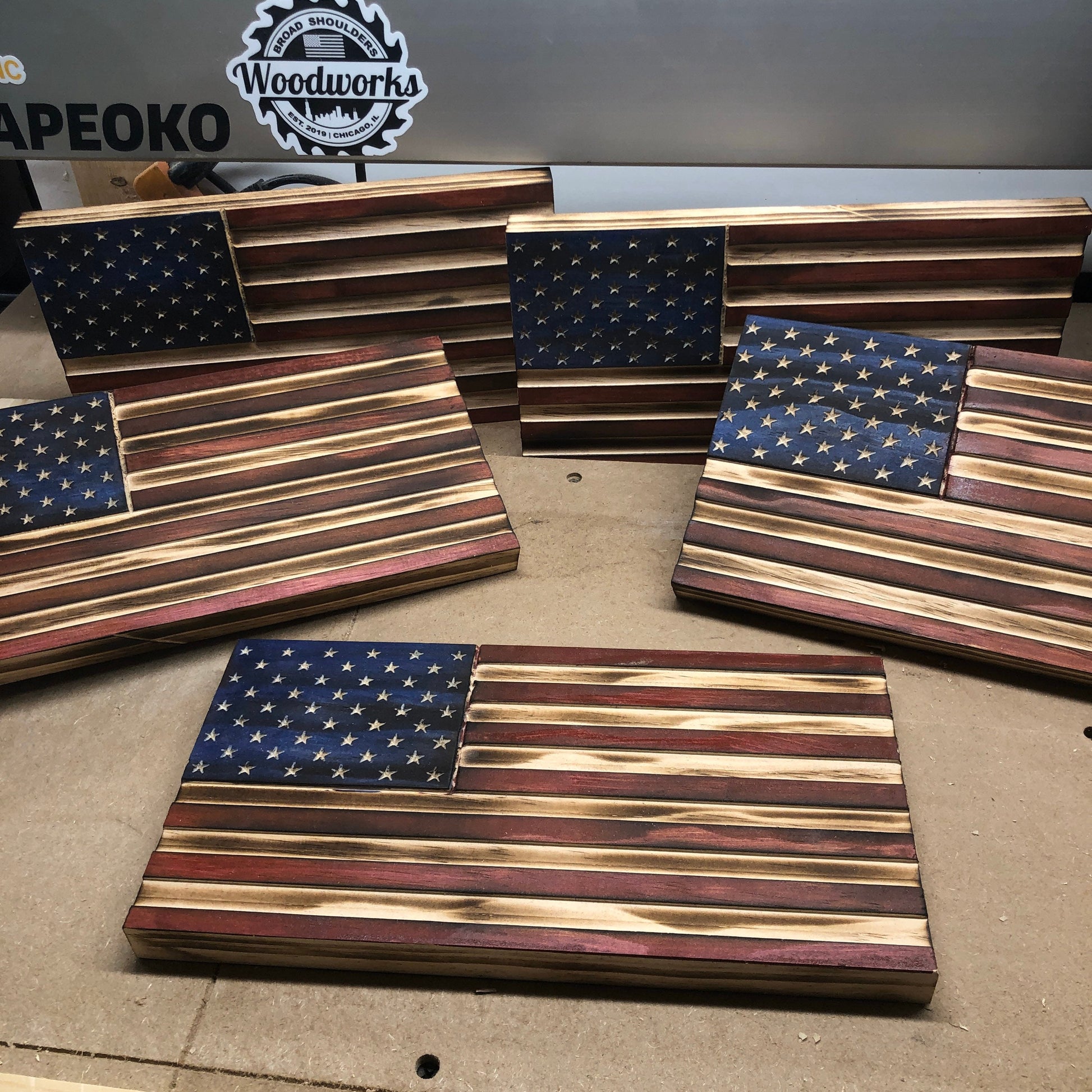 American Flag Bookcase Decor