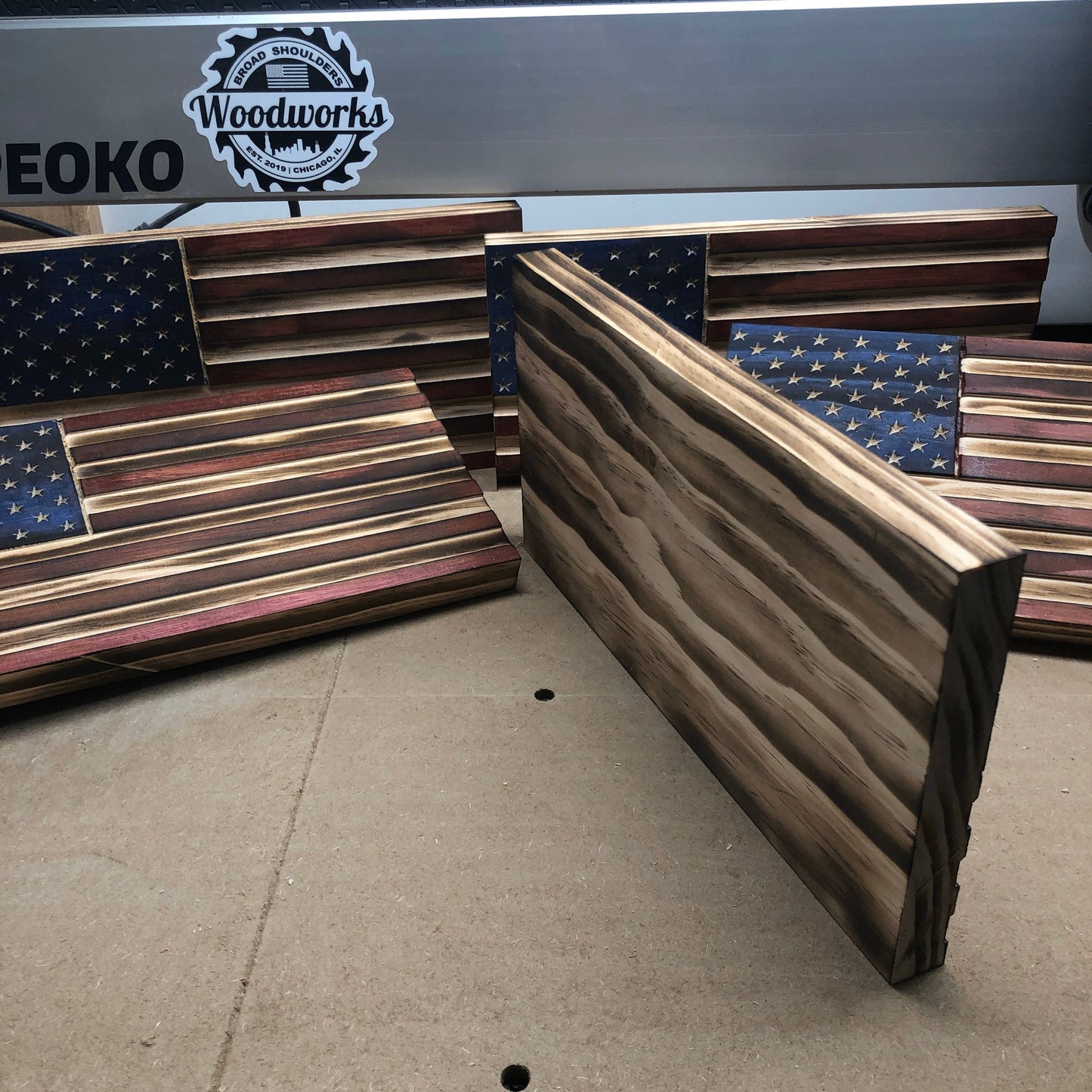 American Flag Bookcase Decor