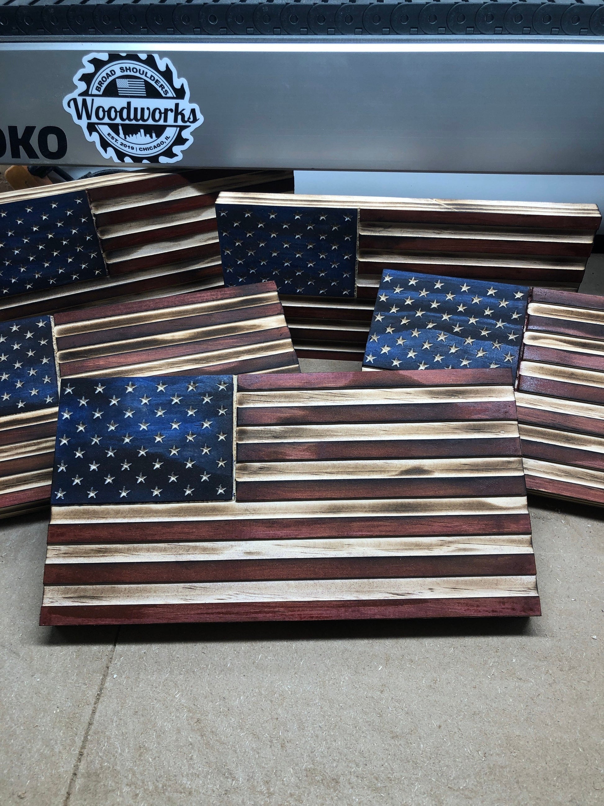 American Flag Bookcase Decor