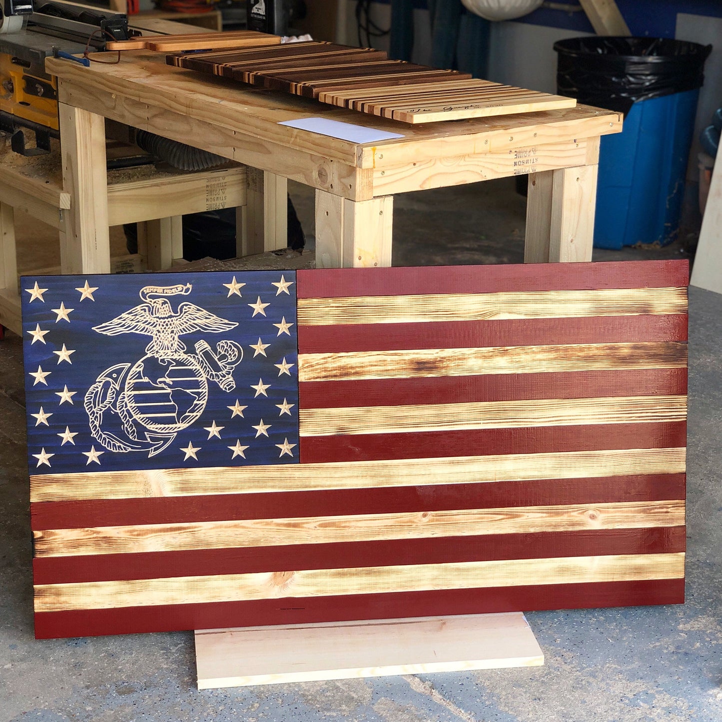 Large Wooden American Flag, USA Flag Wall Decor for Farmhouse 36’’ x 19’’