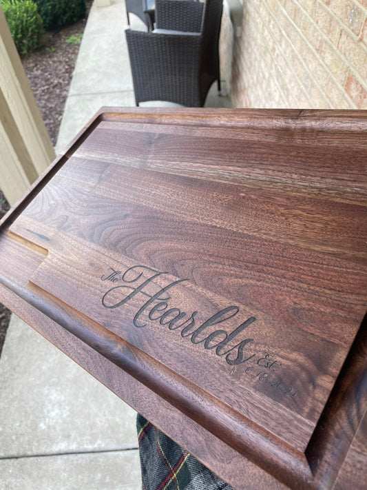 Solid Walnut Cutting Board with Personalized Engraving