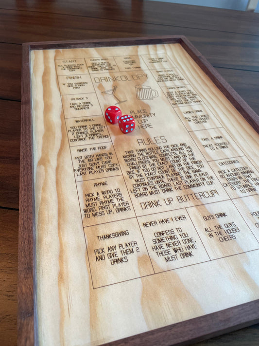 Walnut Framed Drinkopoly Dice Game