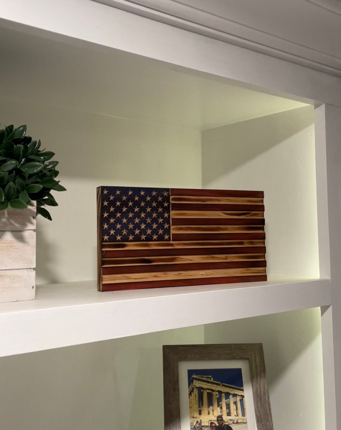 American Flag Bookcase Decor