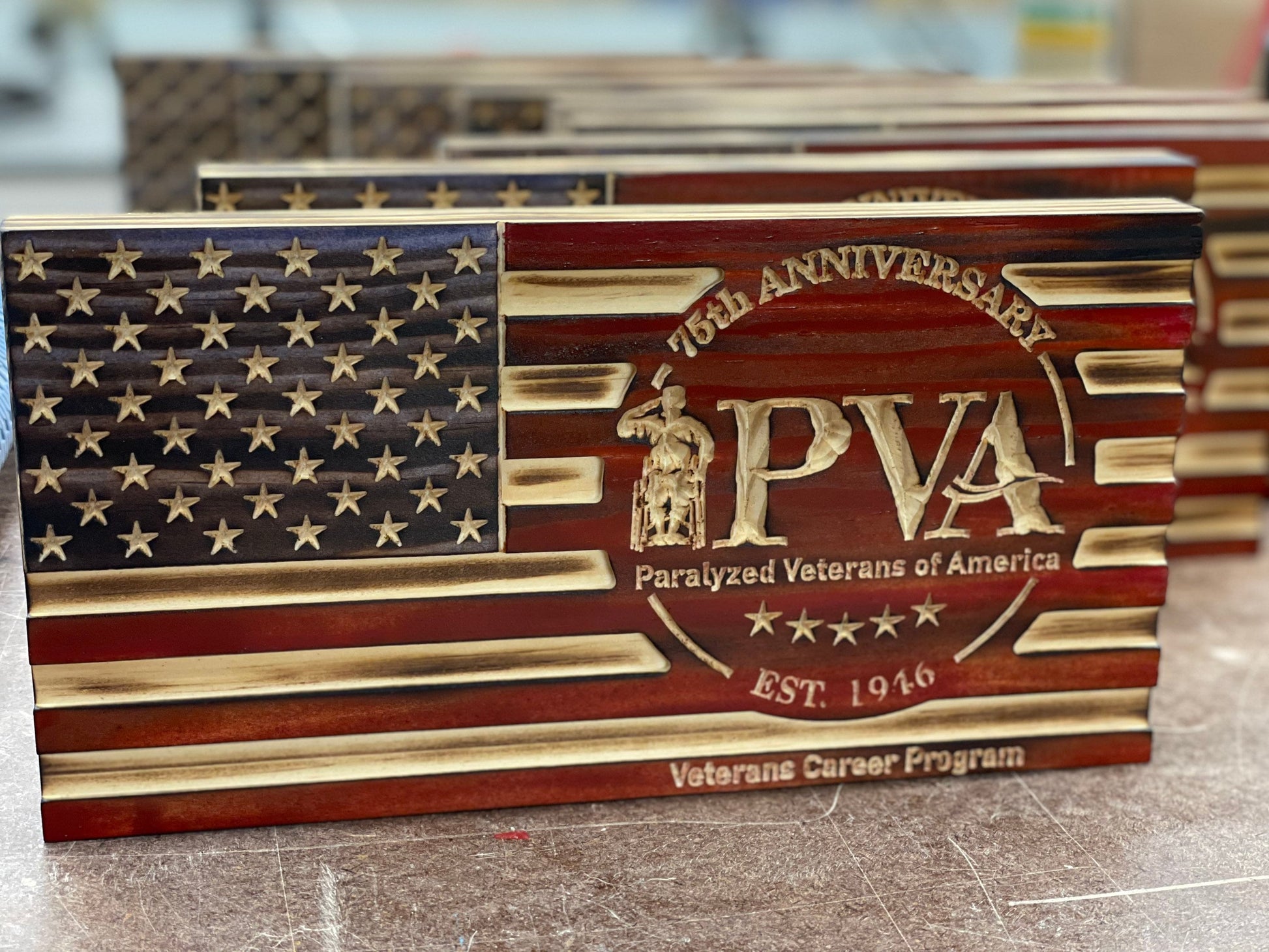 Wooden Flag Display (Customizable Gift or Award)