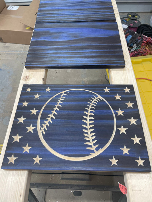 USA Baseball Wooden Flag
