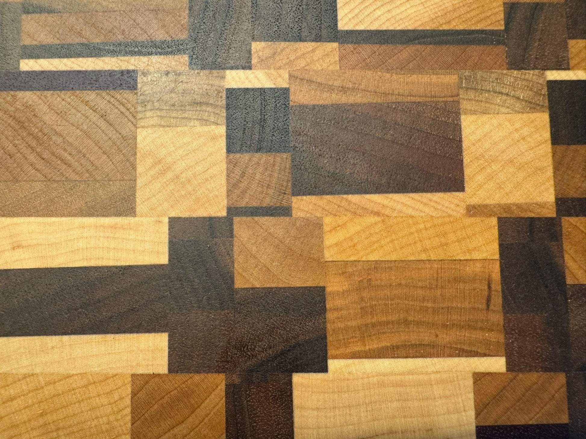 Medium Chaos End Grain Cutting Board – Walnut, Maple, Cherry & Purpleheart | Handmade Butcher Block | Unique Gift for Chefs