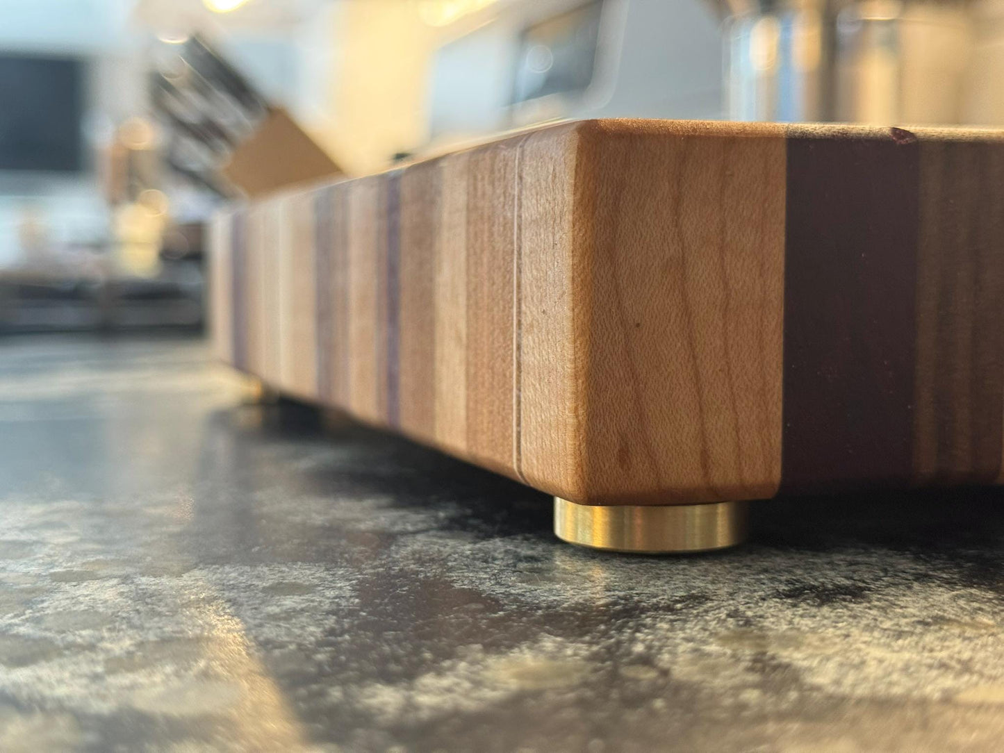 Medium Chaos End Grain Cutting Board – Walnut, Maple, Cherry & Purpleheart | Handmade Butcher Block | Unique Gift for Chefs