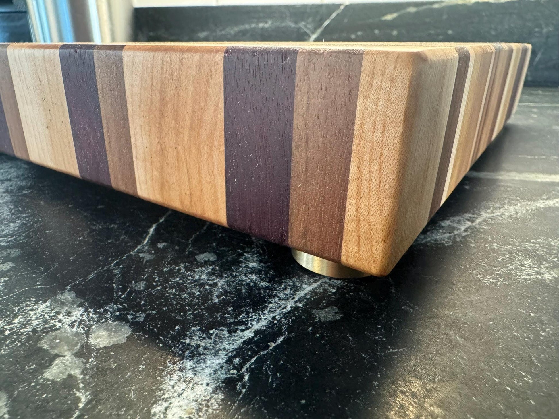 Medium Chaos End Grain Cutting Board – Walnut, Maple, Cherry & Purpleheart | Handmade Butcher Block | Unique Gift for Chefs