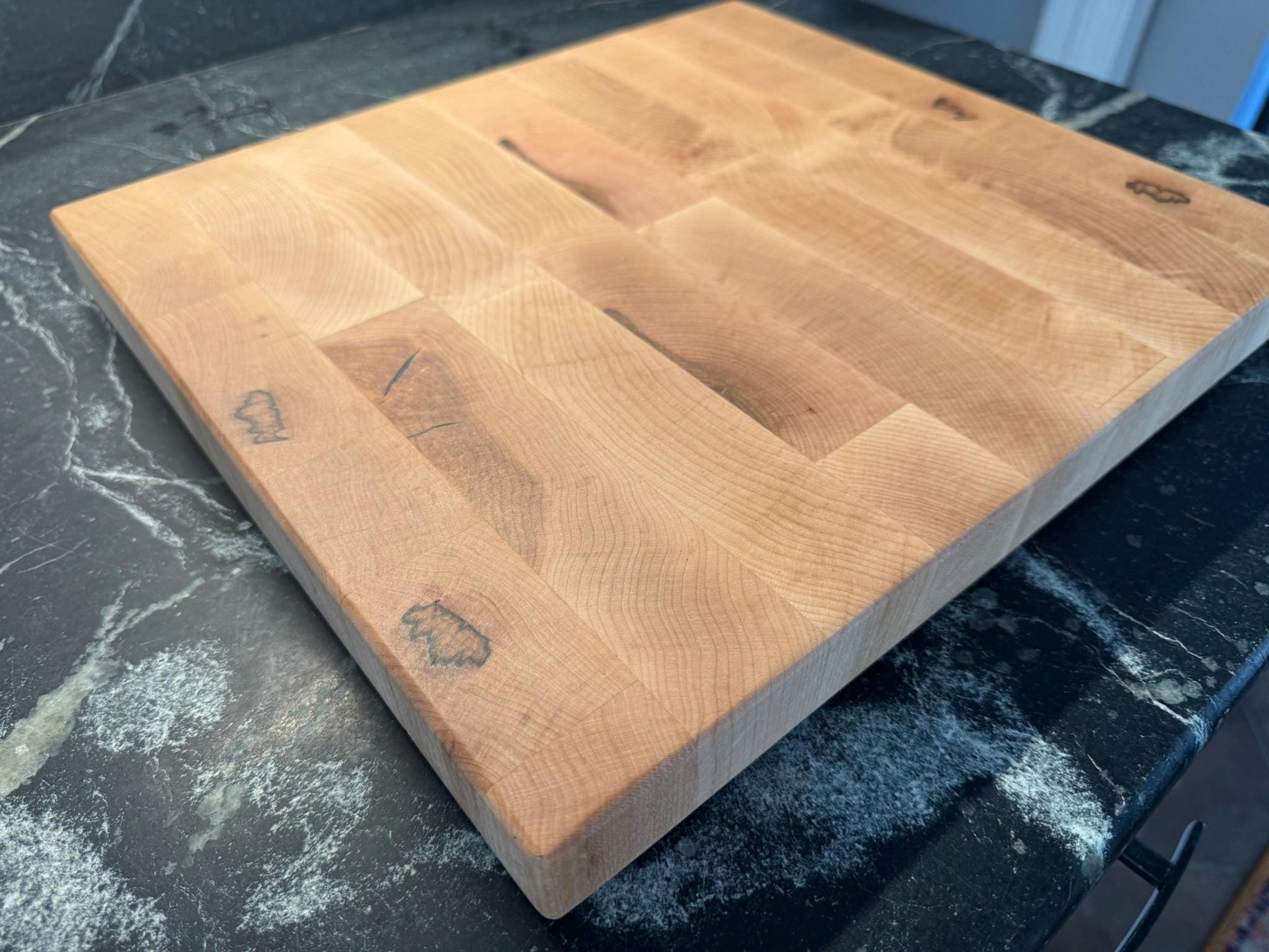 Rustic Maple End Grain Cutting Board – Farmhouse Style | “Country Kitchen” Butcher Block | Handmade Wood Cutting Board