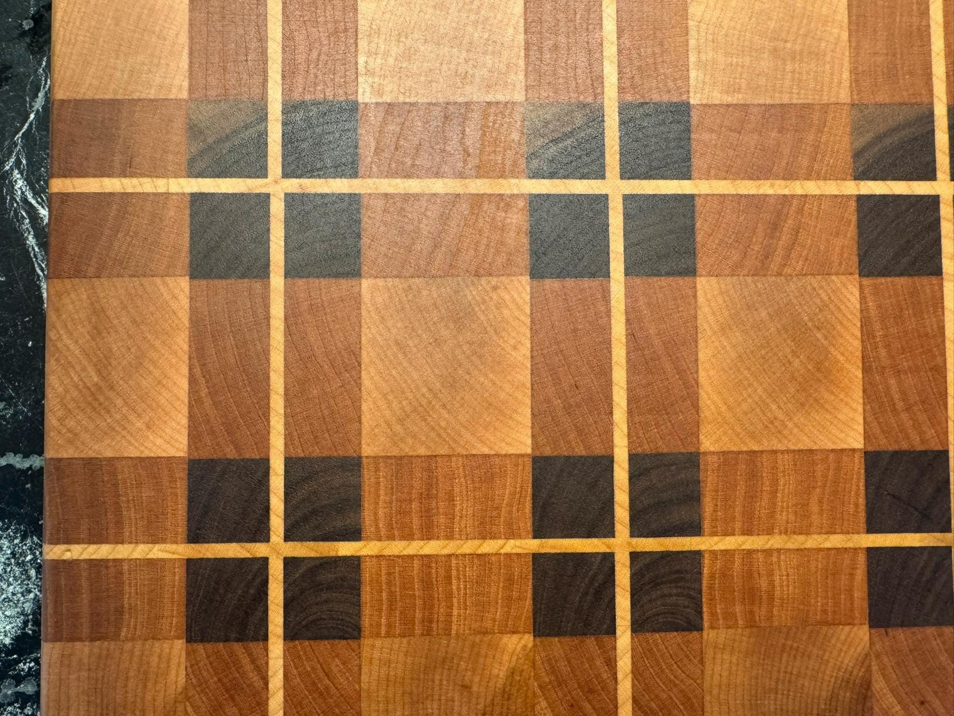 Basket Weave End Grain Cutting Board – Walnut, Maple & Cherry | Flannel Pattern Butcher Block | Luxury Handmade Board