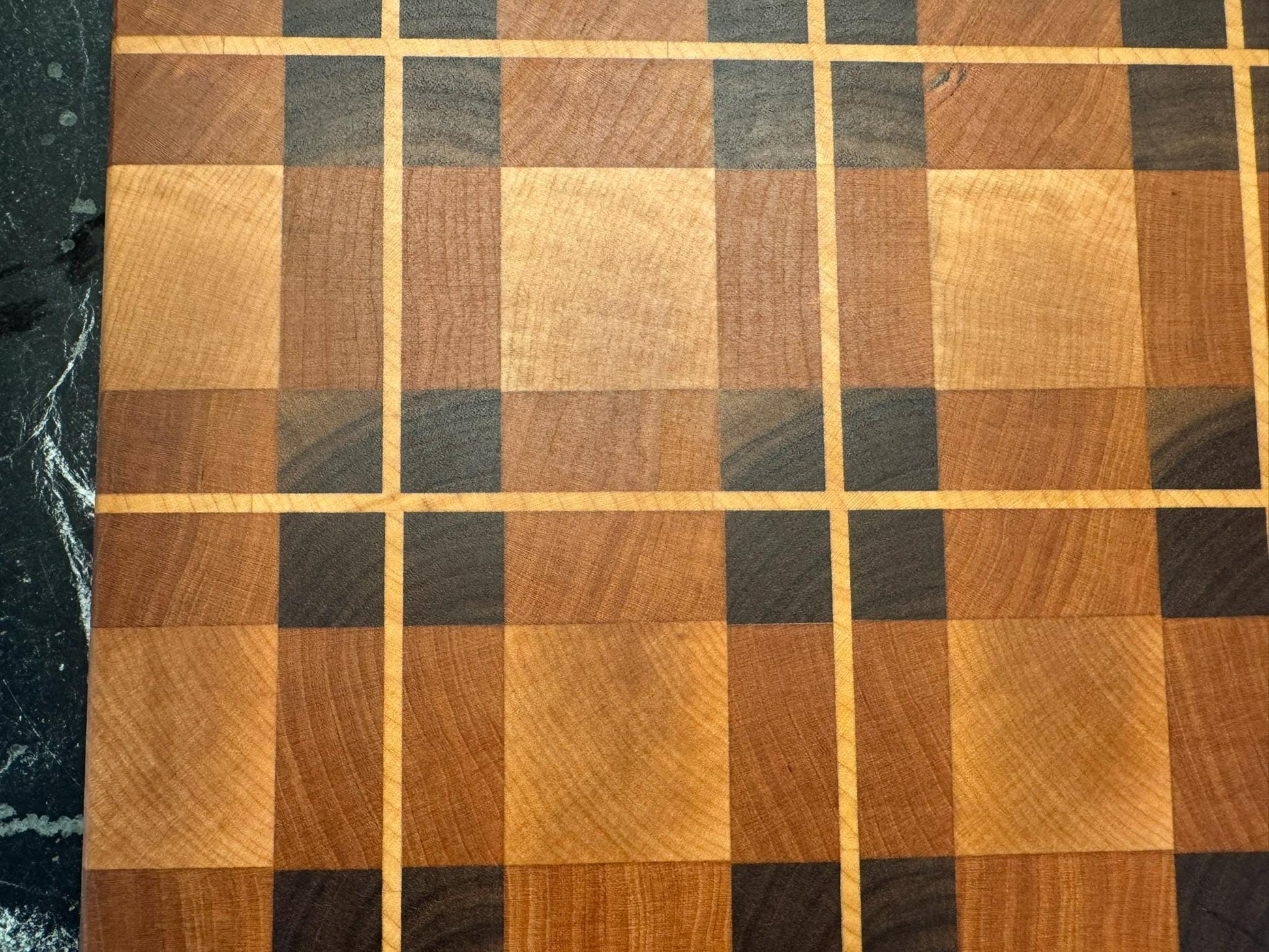 Basket Weave End Grain Cutting Board – Walnut, Maple & Cherry | Flannel Pattern Butcher Block | Luxury Handmade Board