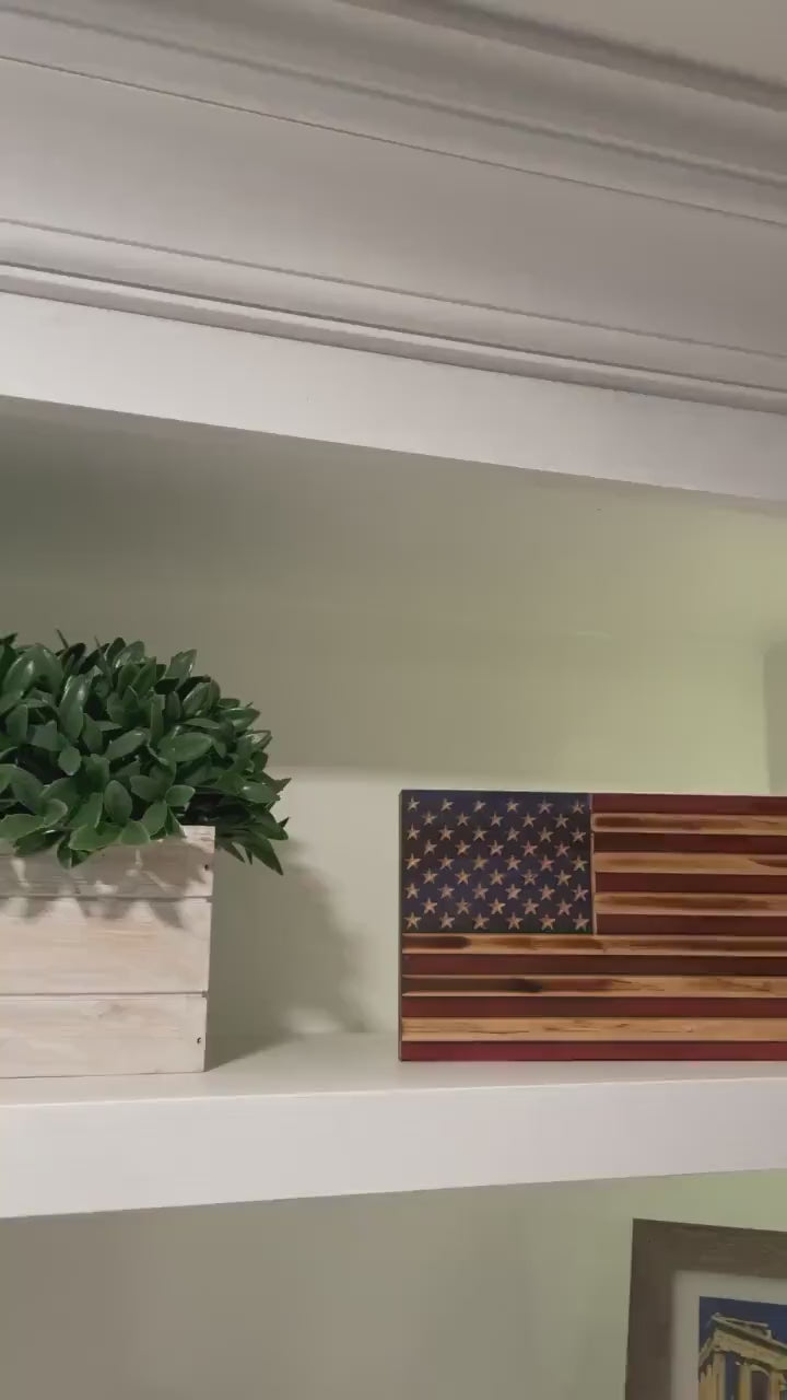 American Flag Bookcase Decor