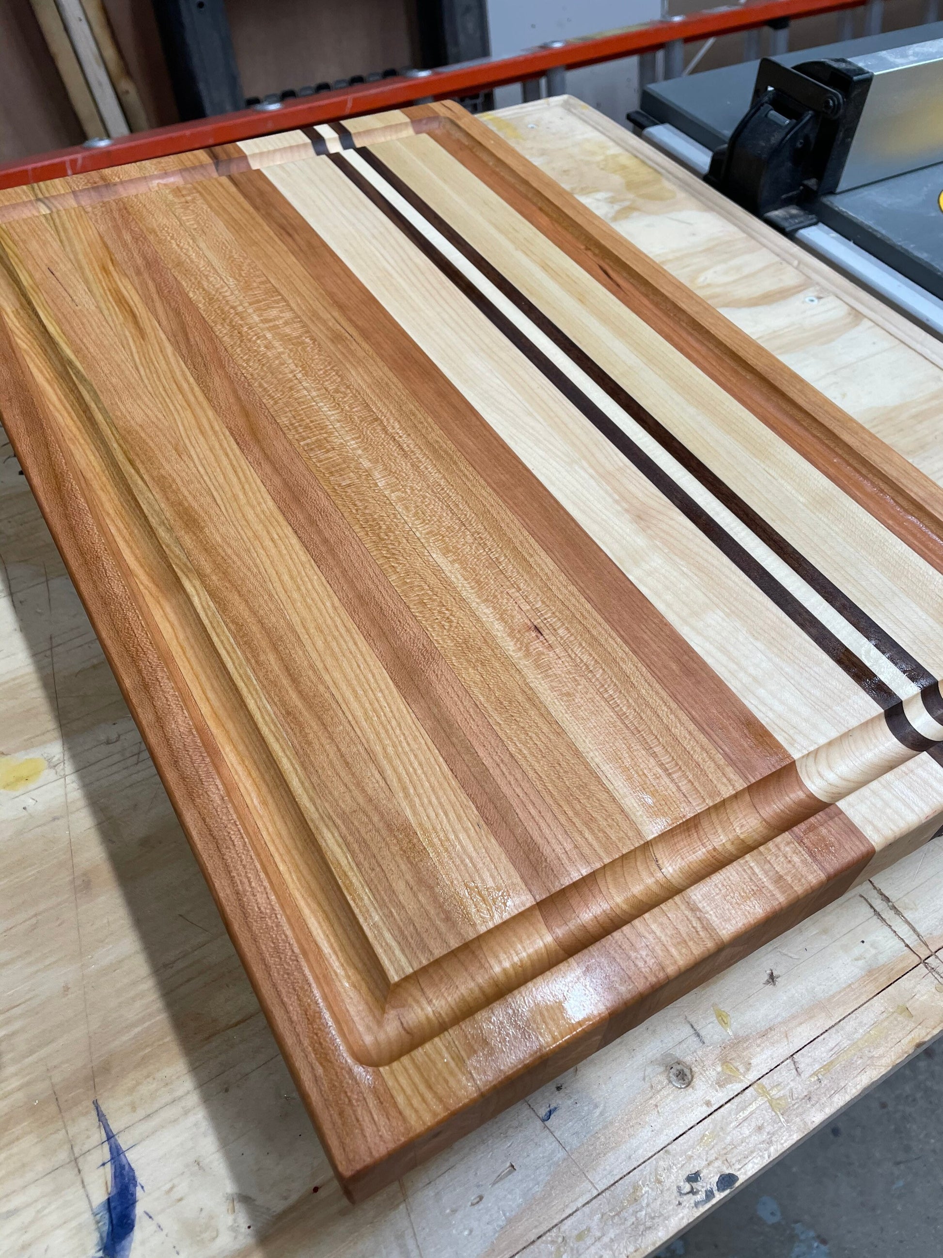 The Legacy Cherry Cutting Board in Rustic Style, Large Maple and Walnut Platter