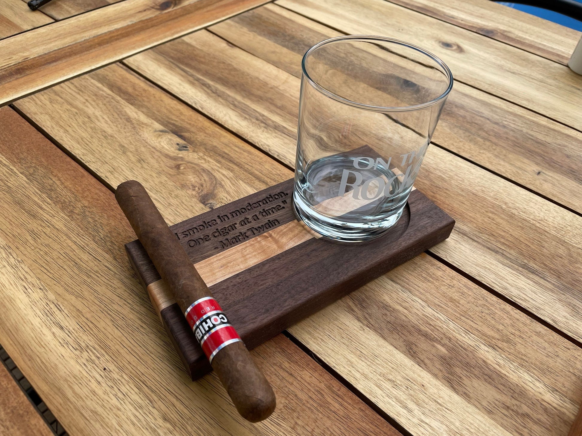 Cigar and Whiskey Coaster Tray