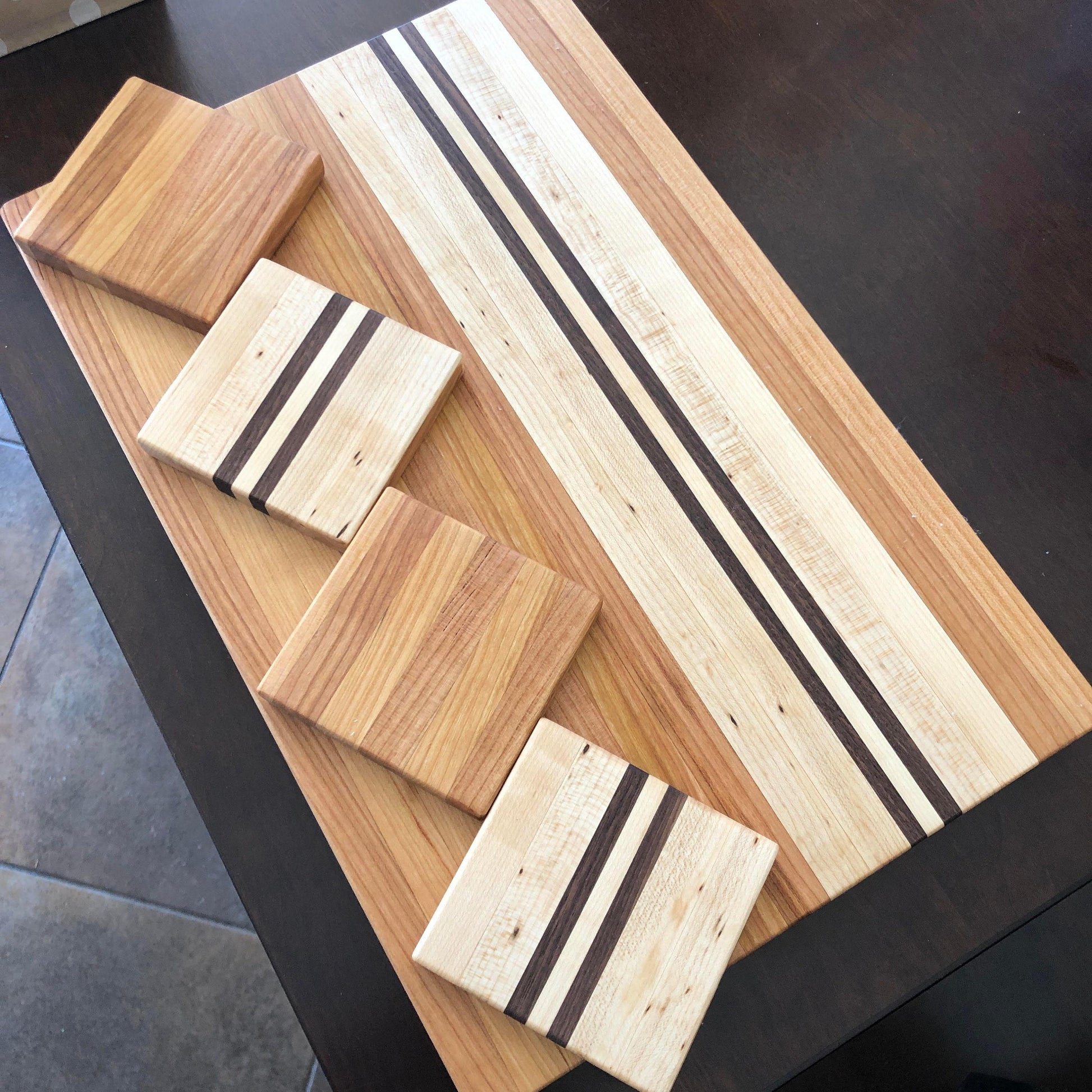 The Legacy Cherry Cutting Board in Rustic Style, Large Maple and Walnut Platter