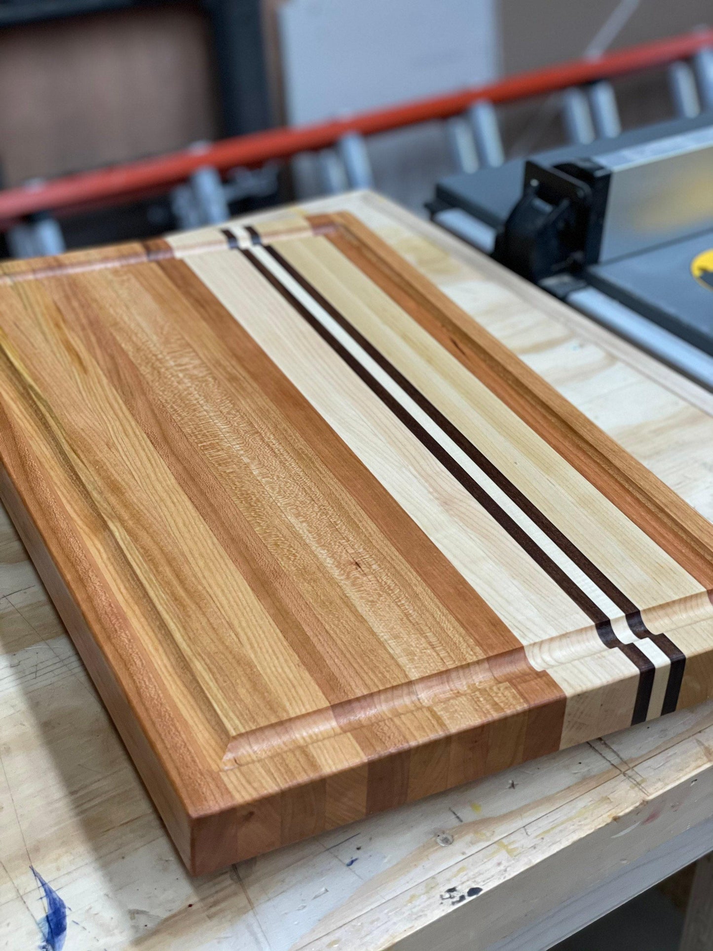 The Legacy Cherry Cutting Board in Rustic Style, Large Maple and Walnut Platter