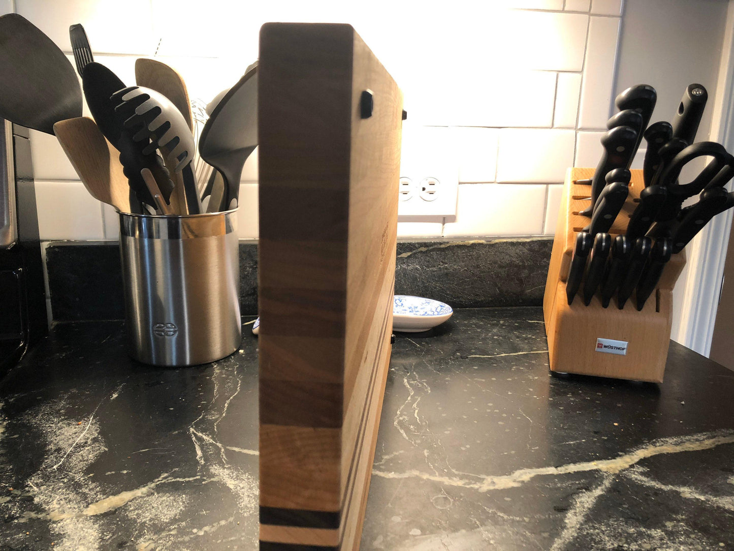 The Legacy Cherry Cutting Board in Rustic Style, Large Maple and Walnut Platter