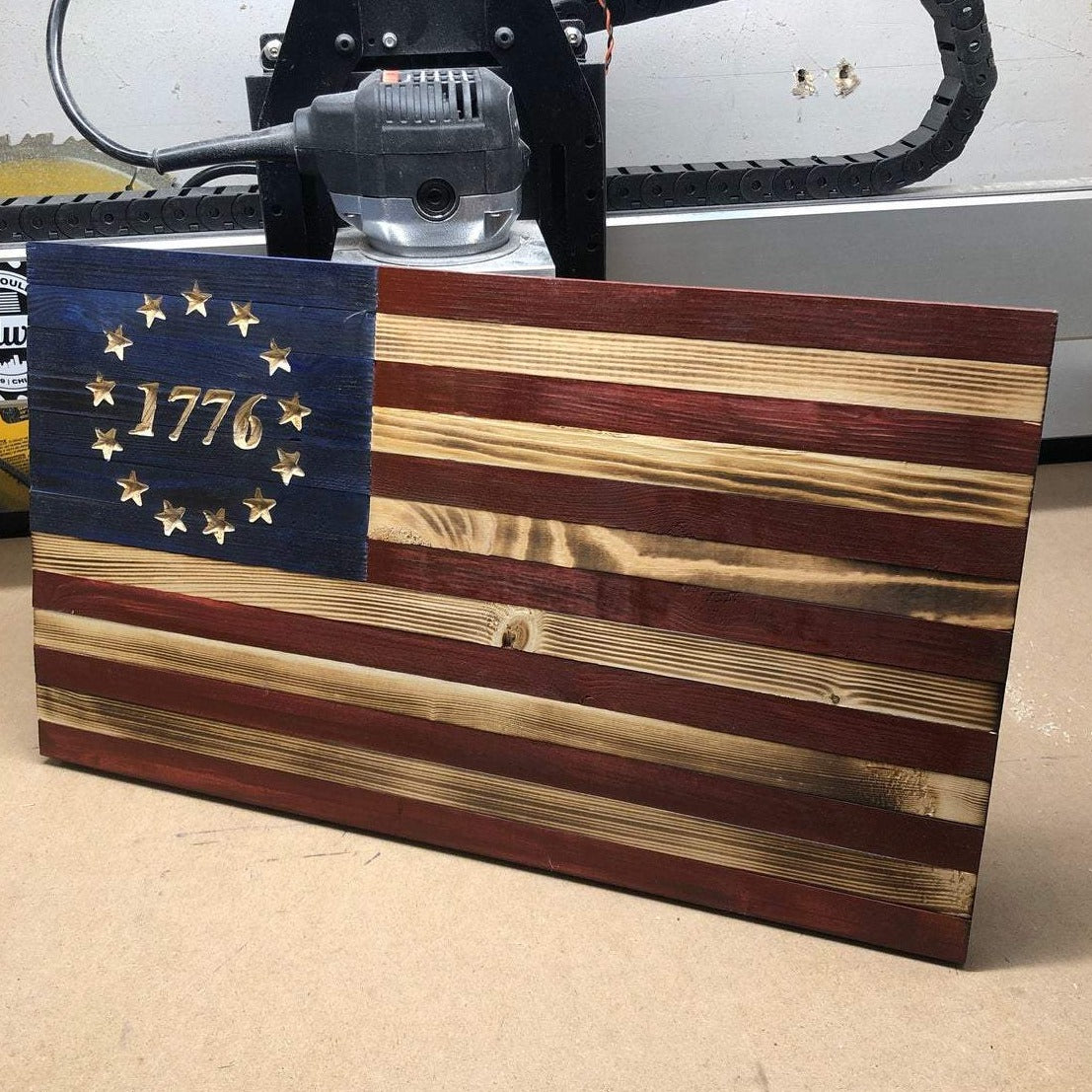 1776 Betsy Ross Wooden Flag - Broad Shoulders Woodworks 2020