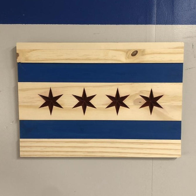 Wooden Chicago Flag - Broad Shoulders Woodworks