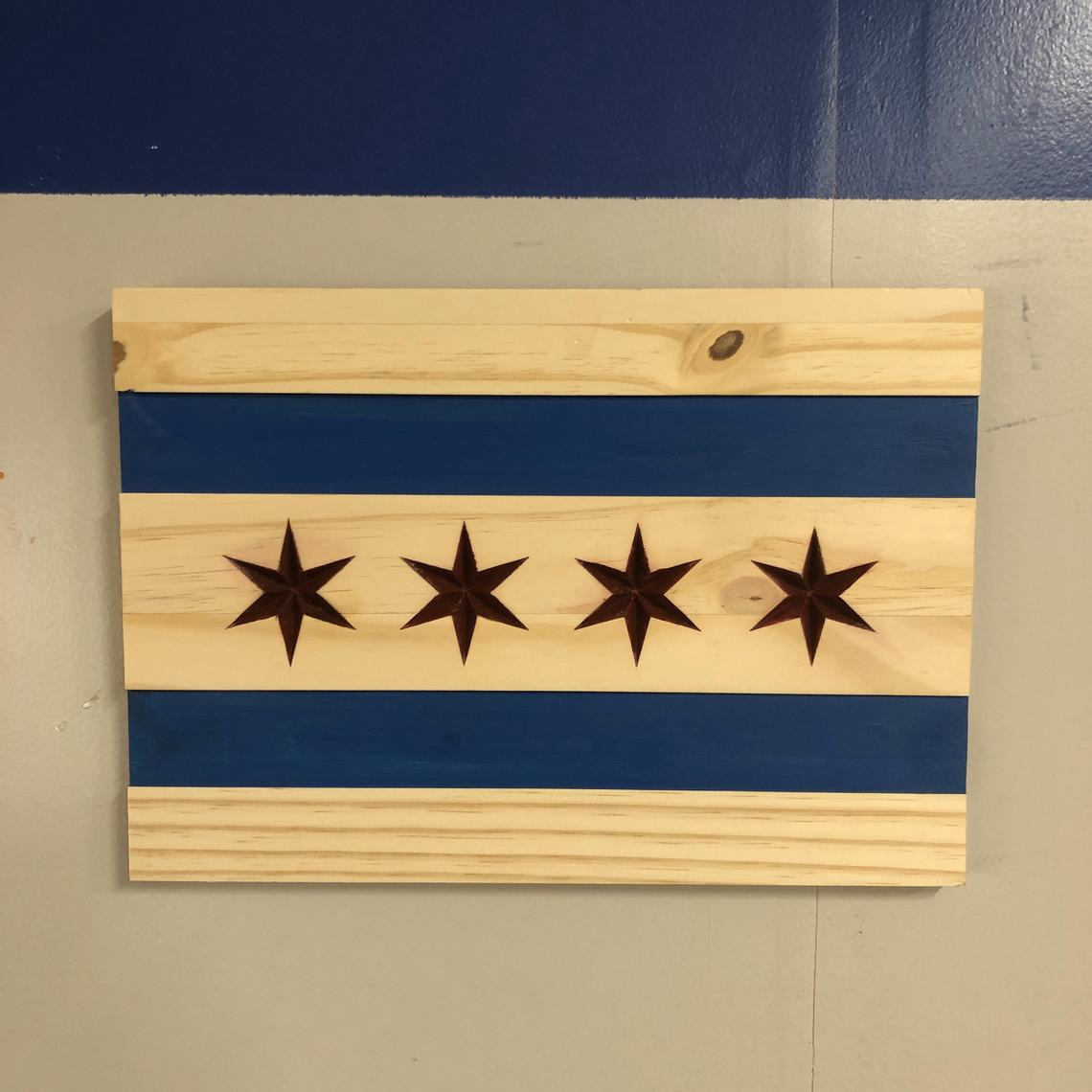 Wooden Chicago Flag - Broad Shoulders Woodworks