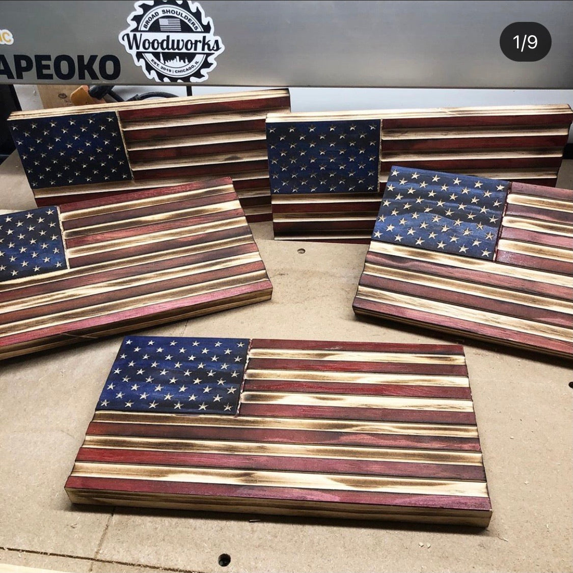 Old Glory Bookshelf Flag - Broad Shoulders Woodworks