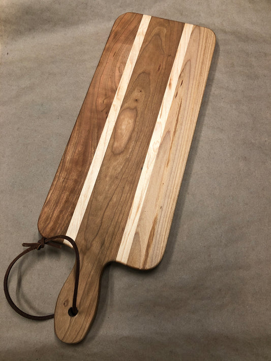 Cherry Charcuterie Board w/ Maple Accents - Broad Shoulders Woodworks